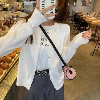 Lune_Grace เสื้อคลุมคาร์ดิแกนทรงคอกลม แต่งกระดุมทอง-พร้อมส่งจากไทย-รุ่น88010