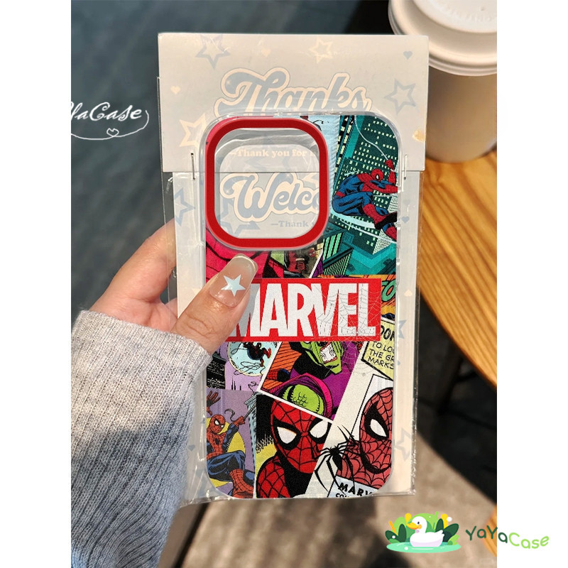 🦢เท่การ์ตูนแมงมุมโปร่งใสนุ่ม เคส iPhone XR 16 11 15 13 14 12 Pro Max 7Plus X XS Max 8 15 14 7 16 6 Plus SE2020 CASE