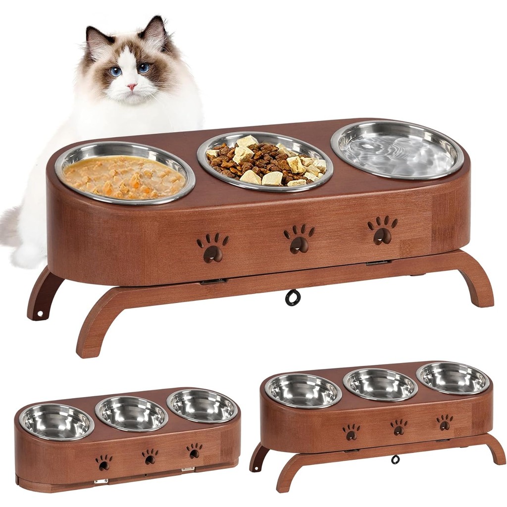 Handrong Elevated Cat Bowl,Raised Cat Food Bowl,Tilted Pet Bowl,Adjustbale Cat Feeding Station,Pet F