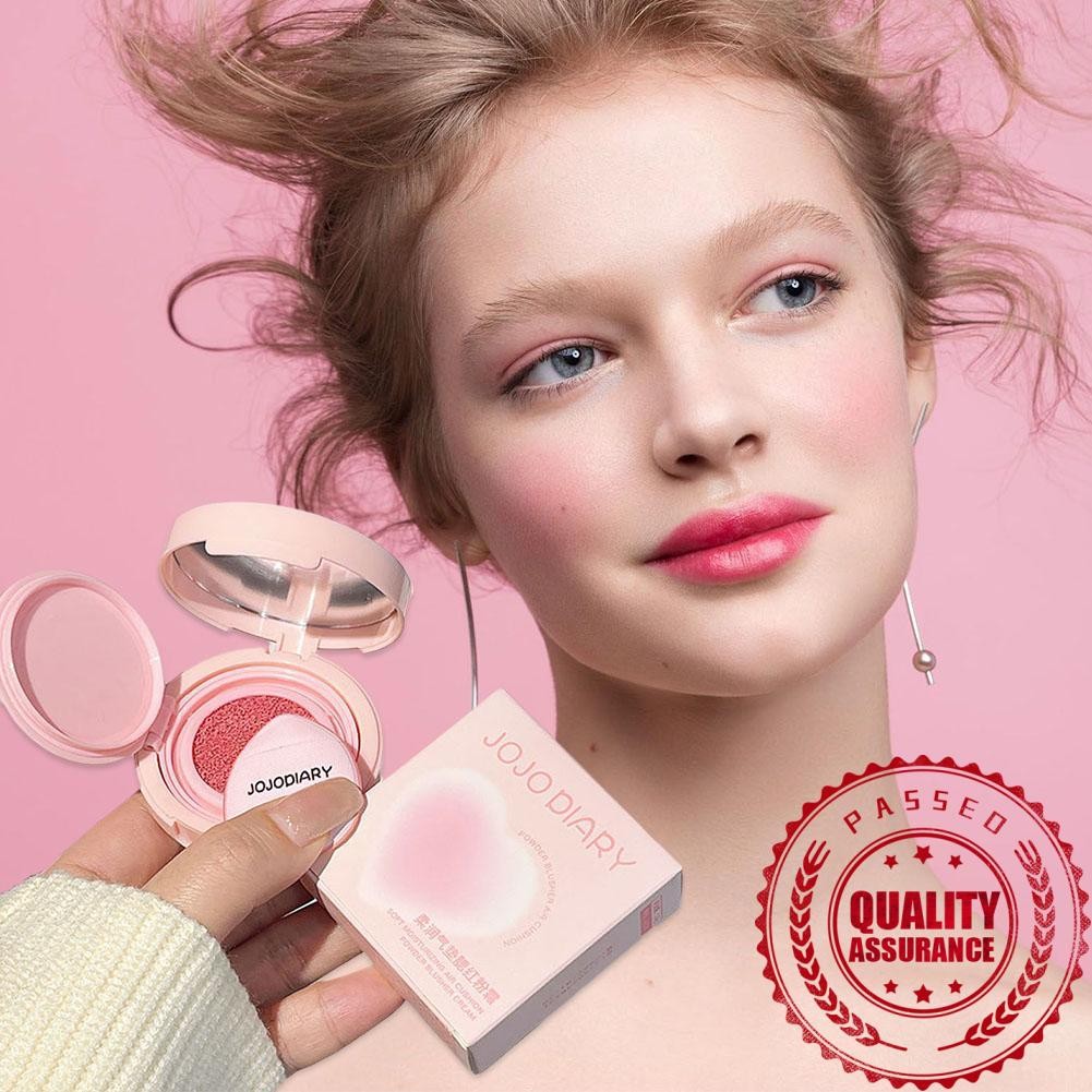 Moisturizing Air Cushion Powder Blusher Mud With Puff Soft Fog Face Blush Cream H5z8