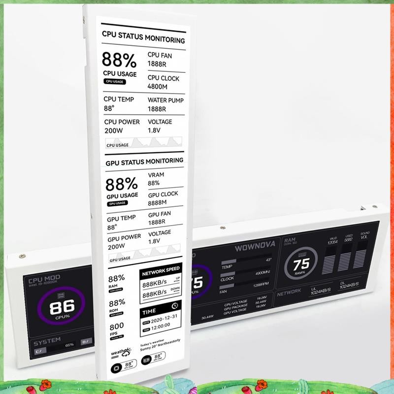 8.8 นิ้วจอคอมพิวเตอร์ (รองรับธีมไดนามิก), หน้าจอ IPS Type C รอง CPU RAM HDD Data FPS Monitor