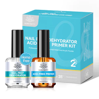 BORN PRETTY 15ml ขวดแก้วเล็บ Primer เล็บ Prep Dehydrator ยาทาเล็บติดทนนาน Air แห้งกึ่งถาวรเคลือบเงา