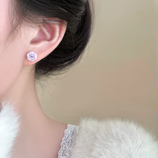 ต่างหูแฟชั่นผู้หญิง ดอกกุหลาบลายเคมีเลีย สไตล์หวานสดใส ใส่ได้ทุกโอกาส 2025