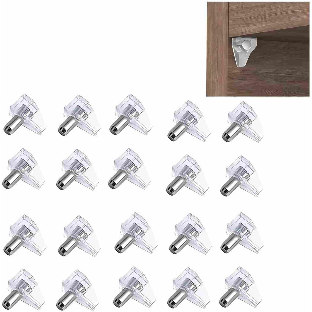 หมุดรองชั้นพลาสติก 20 ชิ้น Shelf Support Pin สำหรับตู้ ชั้นวาง และเฟอร์นิเจอร์ไม้
