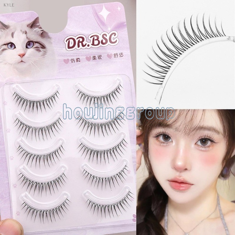 Clear Band Strip Wispy Fake Lashes C Curl Natural Look ขนตาปลอมนํากลับมาใช้ใหม่ได้
