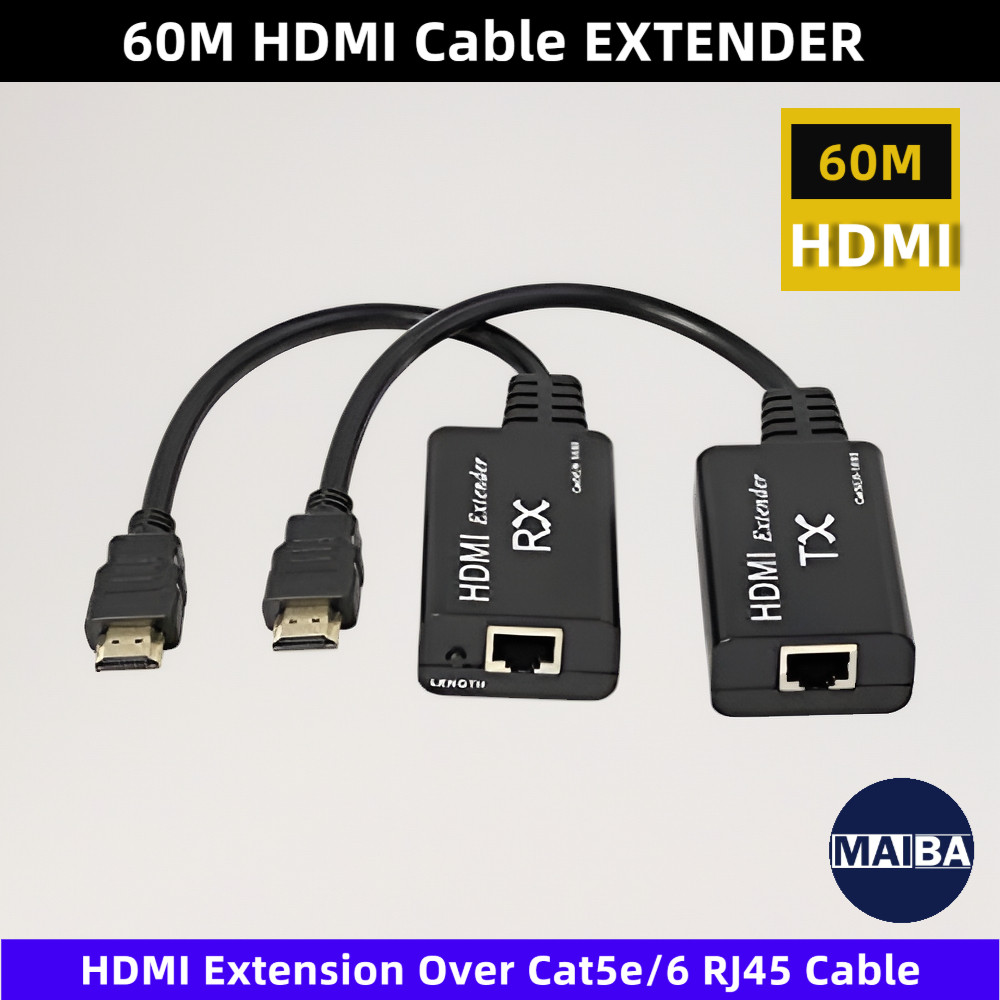 ตัวขยาย HDMI 1080P HDMI เป็นเครือข่าย RJ45 LAN เป็นตัวแปลง 60 ม. 5e 6 พร้อมสาย HDMI และฟังก์ชั่น POC 60 ม.