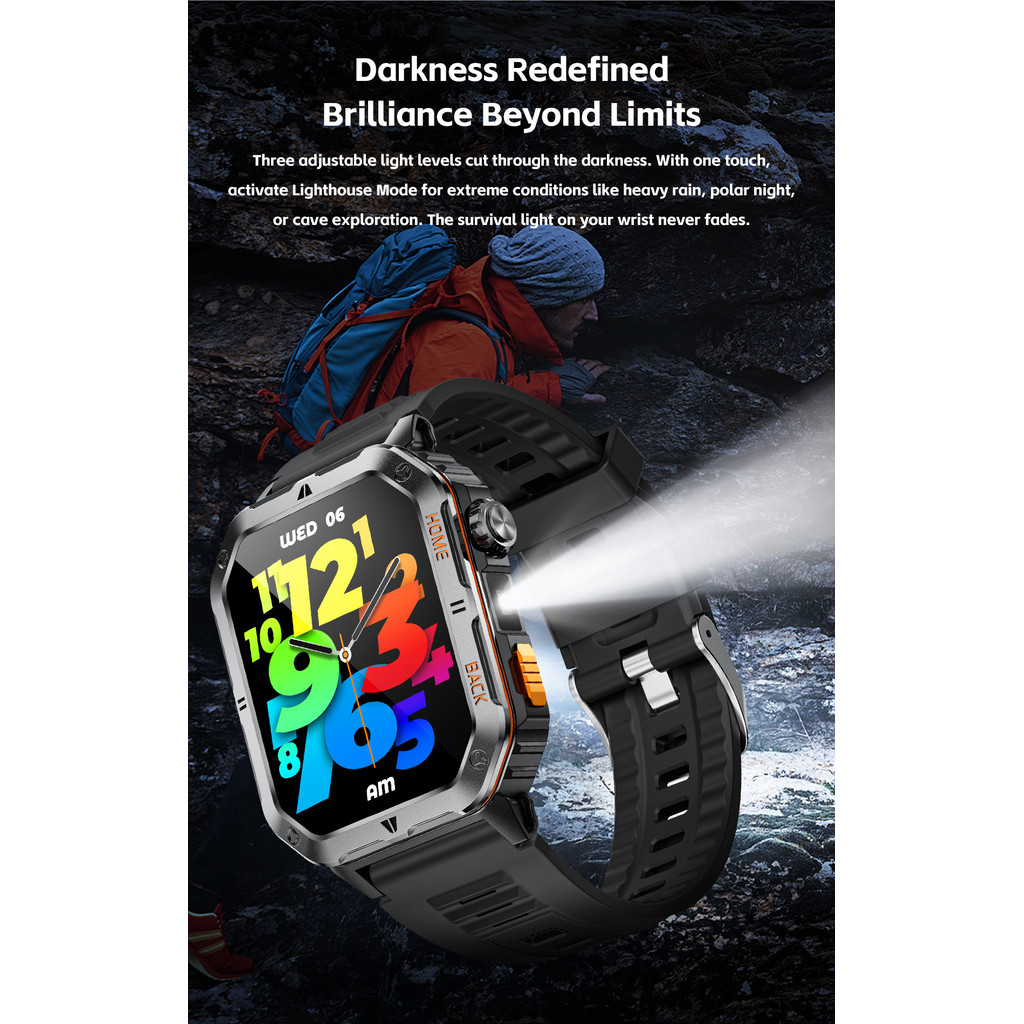 2025 ใหม่กลางแจ้งสมาร์ทนาฬิกาผู้ชายผู้หญิง1000มิลลิแอมป์ชั่วโมงแบตเตอรี่สแตนด์บายนานพิเศษ3ATMกันน้ําบลูทูธโทร2.01จอแสดงผล สบายใจกีฬาออกกําลังกายส - รูปที่ 6