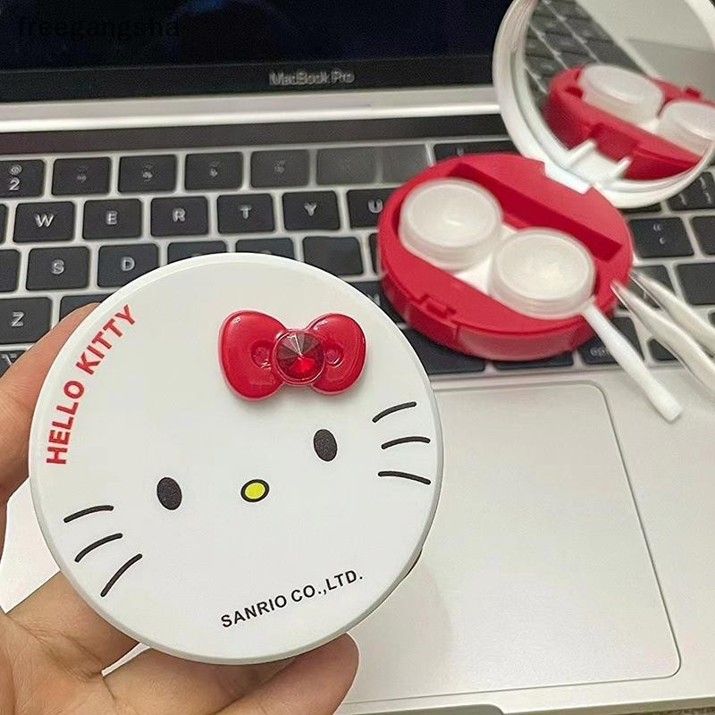 [FREG] Kawaii Kt Cat Contact Lens Case การ์ตูนน่ารัก Kt Cat แบบพกพามินิคอนแทคเลนส์กล่อง Travel Beaut