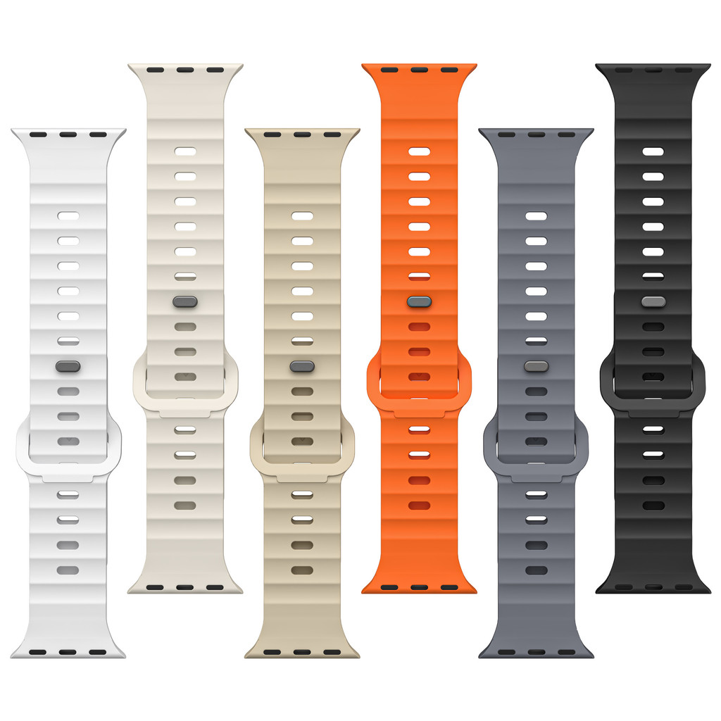 เหมาะสําหรับ Apple Watch ultra 789th Generation Fluoride Rubber Wave สายนาฬิกา iwatch10 Strap