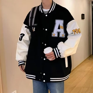 เสื้อแจ็คเก็ตเบสบอล ZITY Unisex Varsity Bomber สไตล์ย้อนยุควินเทจเกาหลี เสื้อแจ็คเก็ตลำลองสำหรับผู้ชายและผู้หญิง