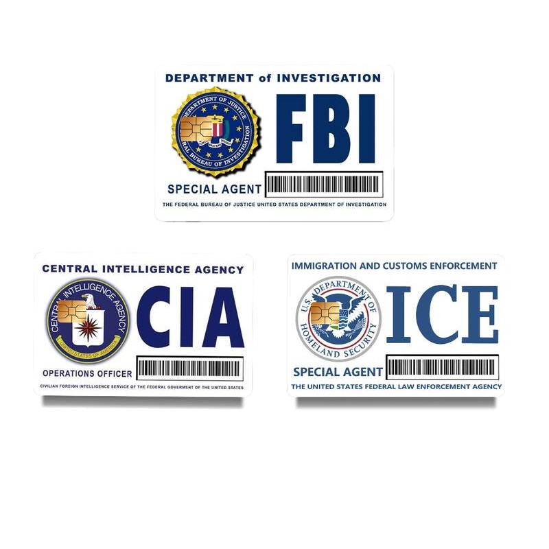 สติกเกอร์บัตรประจําตัวตัวแทนพิเศษของ FBI CIA ICE – การออกแบบตราสมจริงสําหรับตกแต่งบัตรเครดิต คอสเพลย
