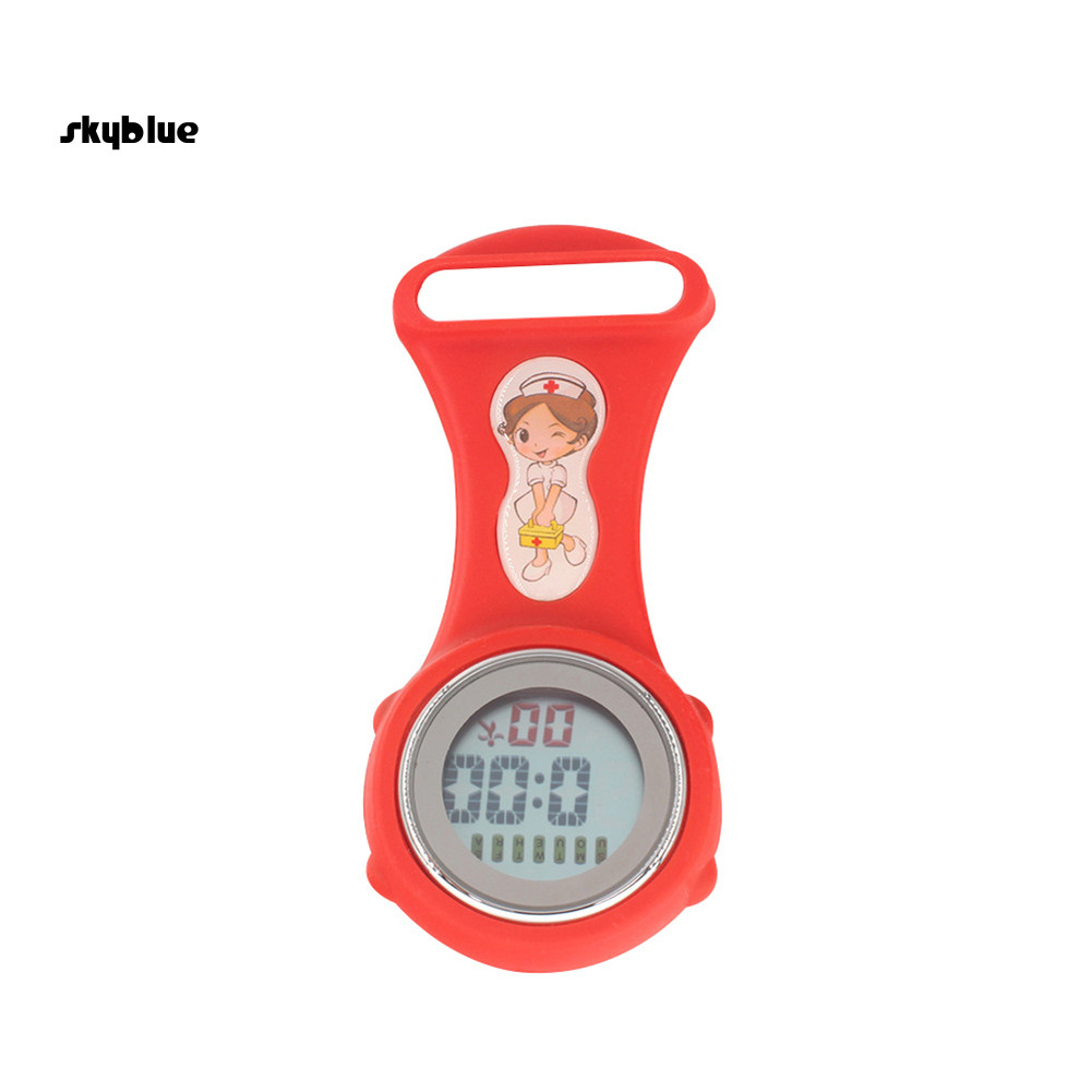 [Sy] Luminous Mini Digital Silicone Calendar Nurse Watch Doctor Pocket Medical Clock