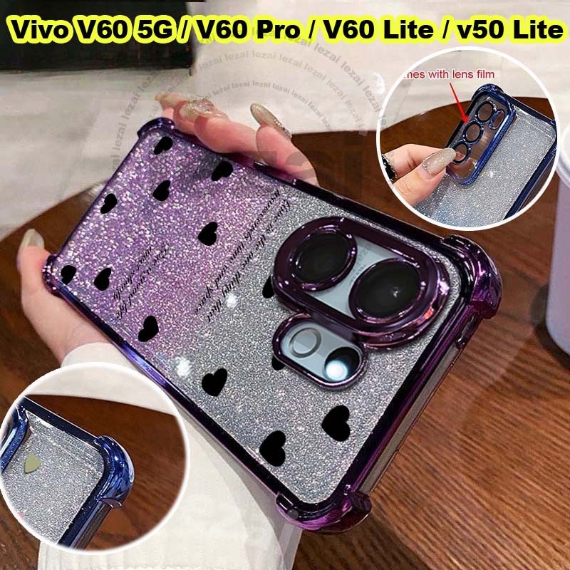 เคสแวววาว Vivo V60 V50 Lite V 60 Pro V60 Lite 5G เคสนิ่มกันกระแทกใสหรูหราดีไซน์ใหม่