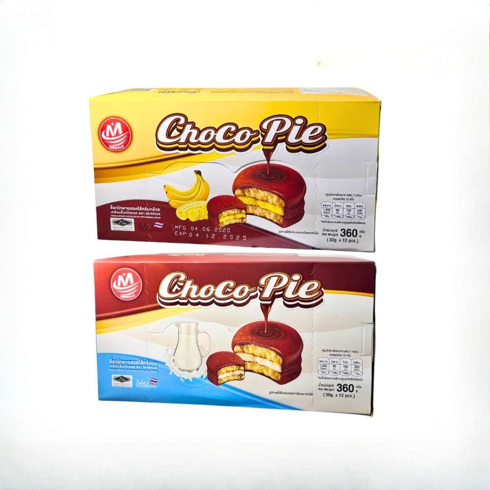 [แพ็ค 12 ชิ้น] มินฮวา MinHua ช็อกโกพายสอดไส้ เคลือบช็อกโกแลต 30 กรัม