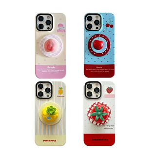 รูปแบบผลไม้ 3D โทรศัพท์ Grip 15plus 17air กรณีเหมาะสําหรับ iPhone 11 12promax 12 13 14 15 pro max กรณีปกหลัง 14promax 15pro 16 pro max 17promax 16plus ปลอก