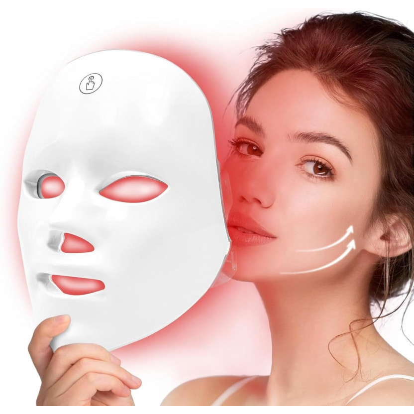 LED Face Mask - มาส์กหน้าบําบัดด้วยแสงสีแดงสําหรับการฟื้นฟูผิว, มาส์กหน้า LED Light Therapy 7 สีพร้อ