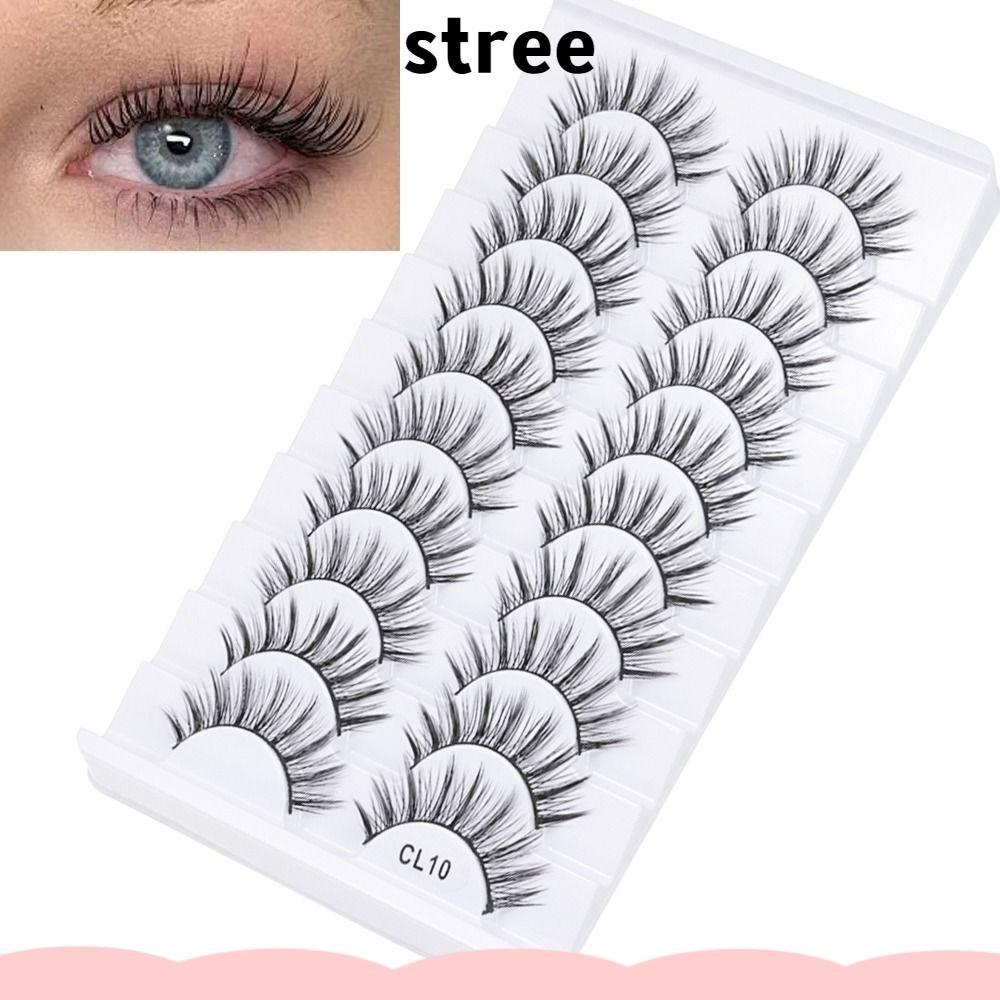 STREE 10 คู่ Faux Mink Lash, Full Strip Cruelty-free ขนตาปลอม, ความงาม Natrual ยาว Handmade ขนตาปลอม Eye Lash Extension