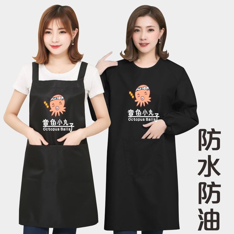 ผ้ากันเปื้อนกันน้ํามันกันน้ํา Night Market Snack Bar Gourmet Stall Octopus Maruko Overalls พิมพ์รูปแ