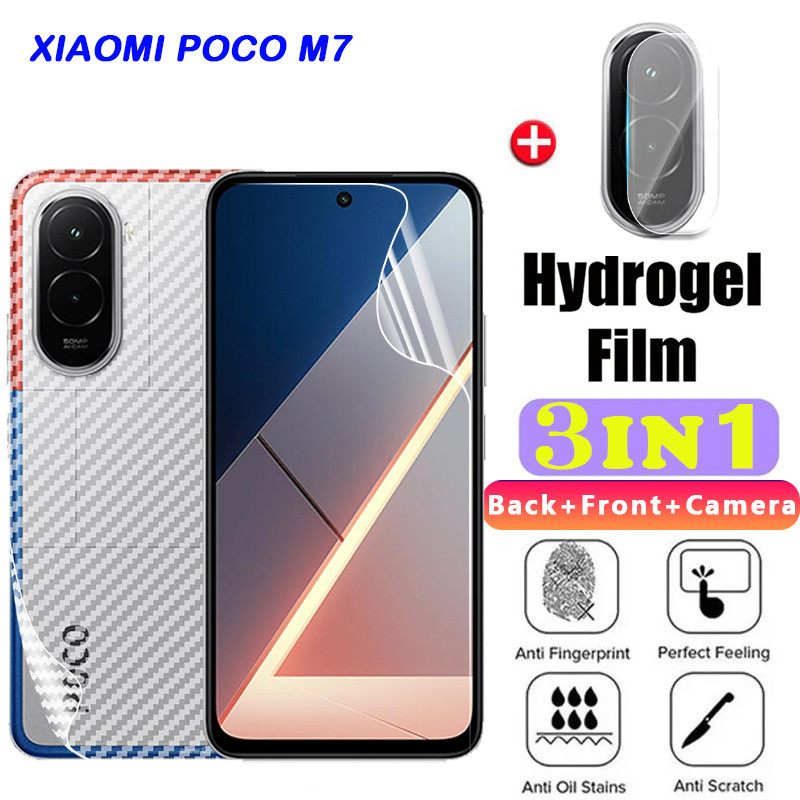 Xiaomi POCO M7 Plus 4G 5G 2025 ฟิล์มไฮโดรเจลป้องกันหน้าจอนุ่มกล้องเลนส์ฝาครอบแก้วใสสําหรับ Mi POCOM7 M7Plus POCOM7Plus ป้องกันกลับฟิล์ม