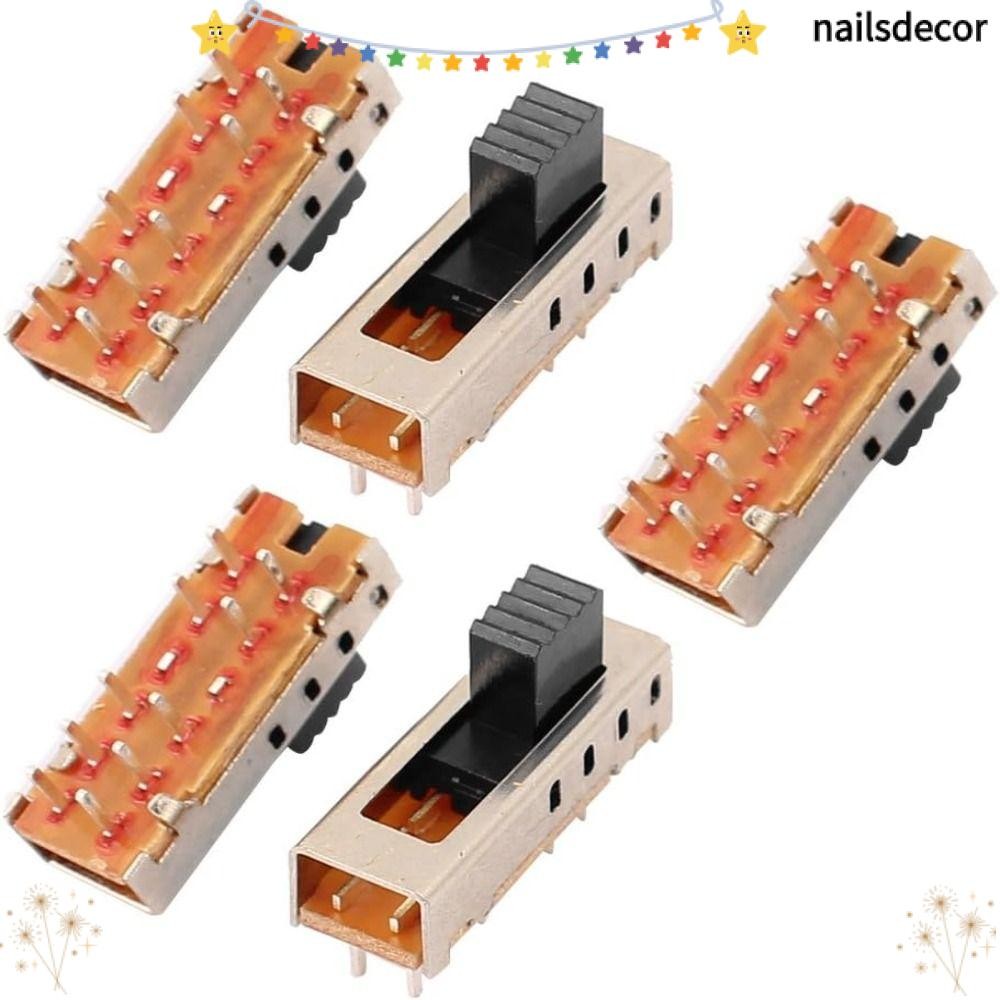 NAILSDECOR 5pcs Toggle Switch, SS-24E01 10P 2P4T Micro Slide Switch, Mini 5 มม.สลับ 4 ตําแหน่งแนวตั้