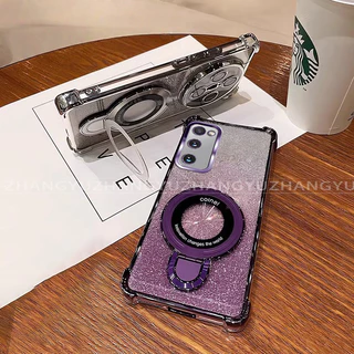 เคสสําหรับ Samsung S10 S20 S21 FE S21 S20 PLUS S21 S20 ULTRA เคสโทรศัพท์ U-รูปไร้สายชาร์จวงเล็บสี่มุม anti drop สร้อยข้อมือเปลือกนิ่มโปร่งใส 014