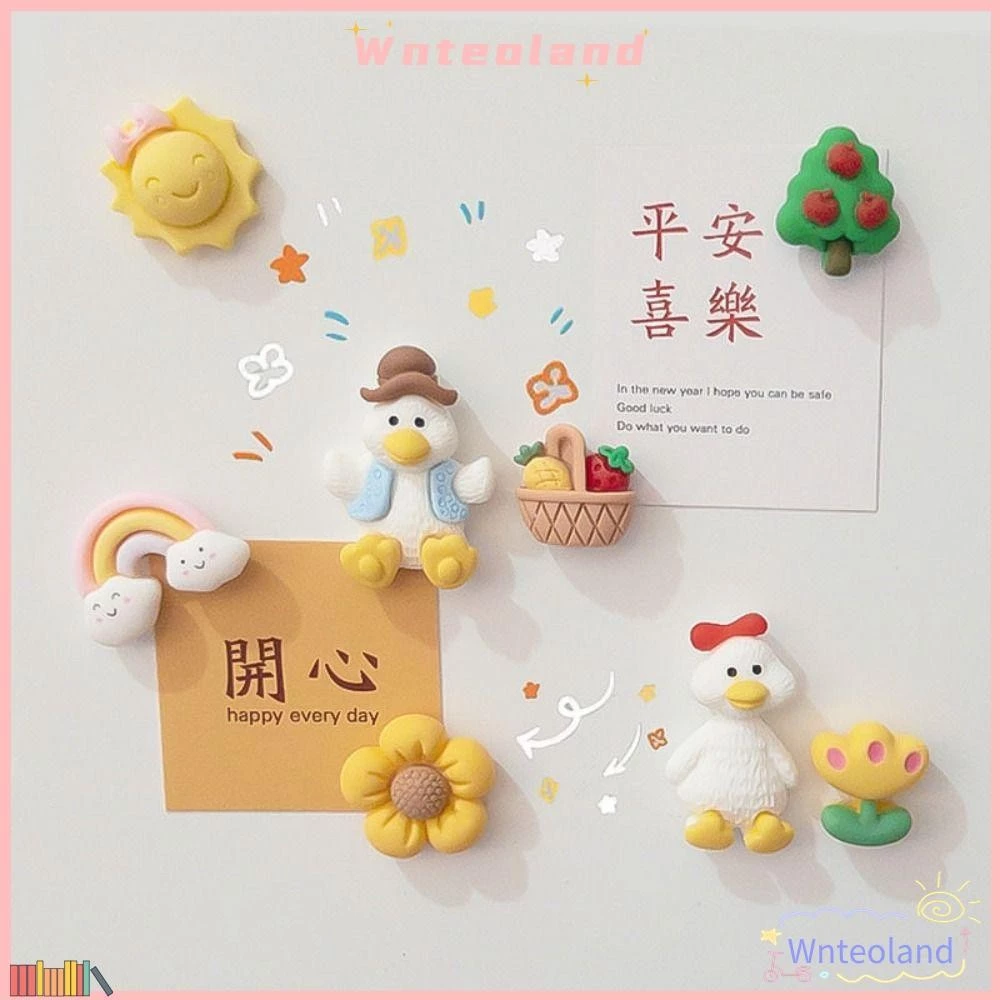 WNTEOLAND เครื่องประดับตู้เย็น, การ์ตูน DIY ตู้เย็นแม่เหล็ก, เป็ดน่ารักสติกเกอร์แม่เหล็กตกแต่งบ้านห้องนั่งเล่น