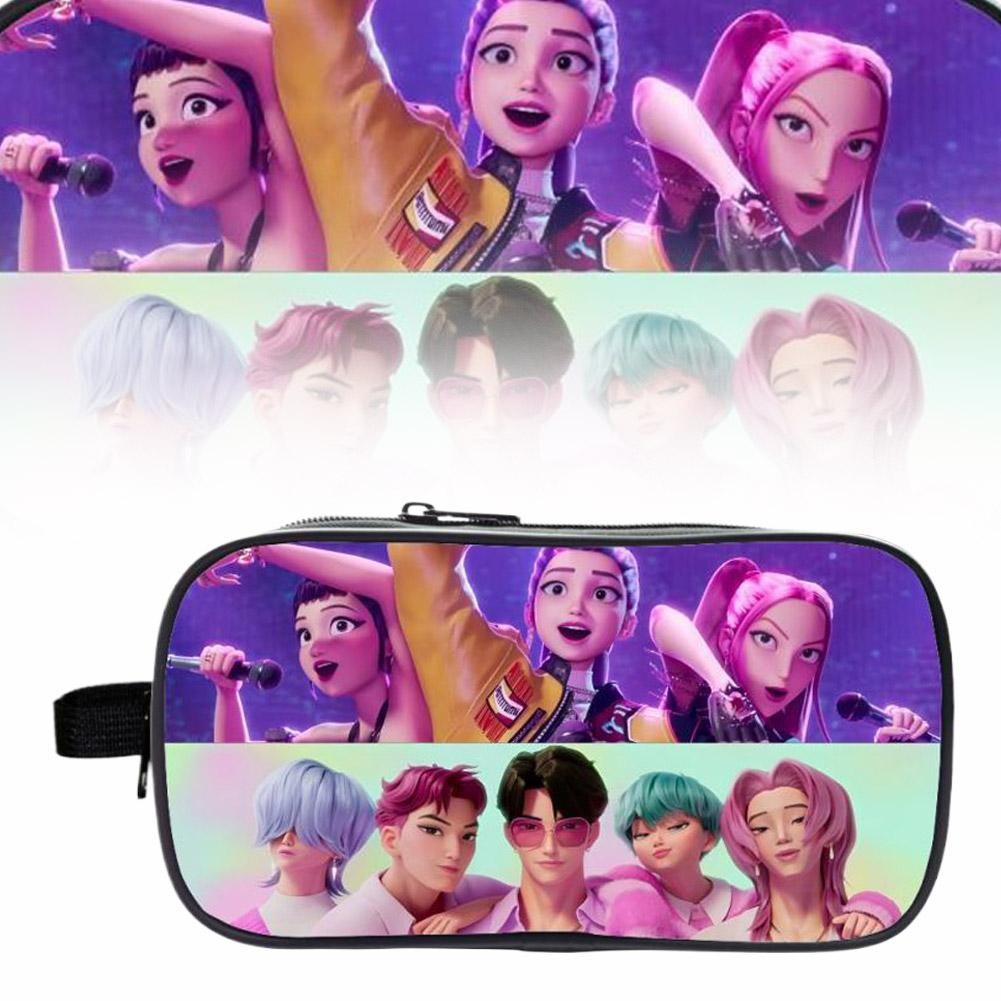 Kpop Demon Hunters กล่องดินสอขนาดใหญ่ความจุ Double-layer กรณีดินสอ X1I1