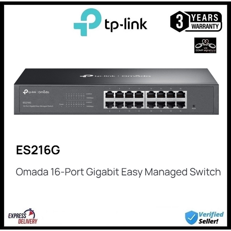 TP-LINK ES216G OMADA 16-PORT GIGABIT EASY MANAGED SWITCH