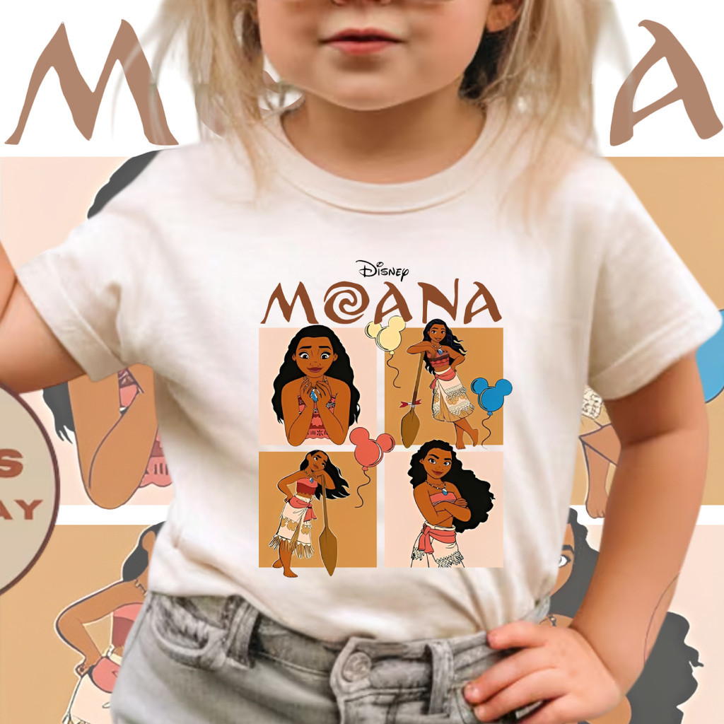 100-150 ซม. เจ้าหญิง Moana เสื้อยืดเด็ก Coquette เสื้อเจ้าหญิง Moana เสื้อผ้าฝ้ายแขนสั้นสำหรับผู้หญิง ตามที่แสดง#10