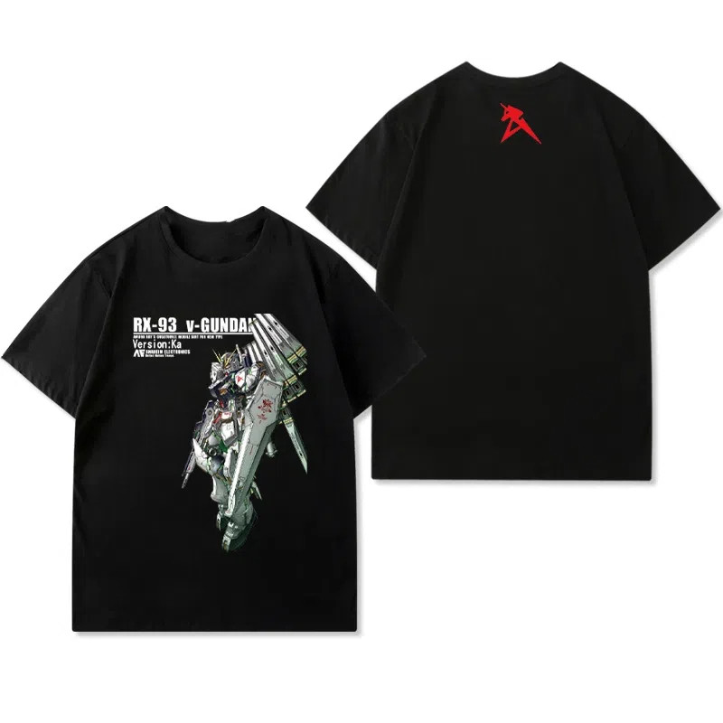 Mobile Suit Gundam Char's Counterattack Amuro RX-93 ν Gundam Hi-Nu พิมพ์ เสื้อยืดแขนสั้น 100% cotton ทั้งเพศ S-5XL [COD]