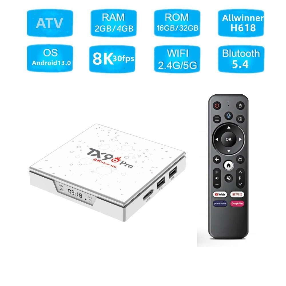 การค้าต่างประเทศ TX90 PRO Set Top Box 8K Android 13 Quanzhi H618 Set Top TV Box 2024 สไตล์ใหม่