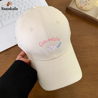 ส่งเร็ว🚚ปักลูกแมว หมวกเบสบอล หญิง น่ารักหวาน กันแดด ปรับระดับได้ หมวกกันแดด หมวกกันแดด-Yanakala