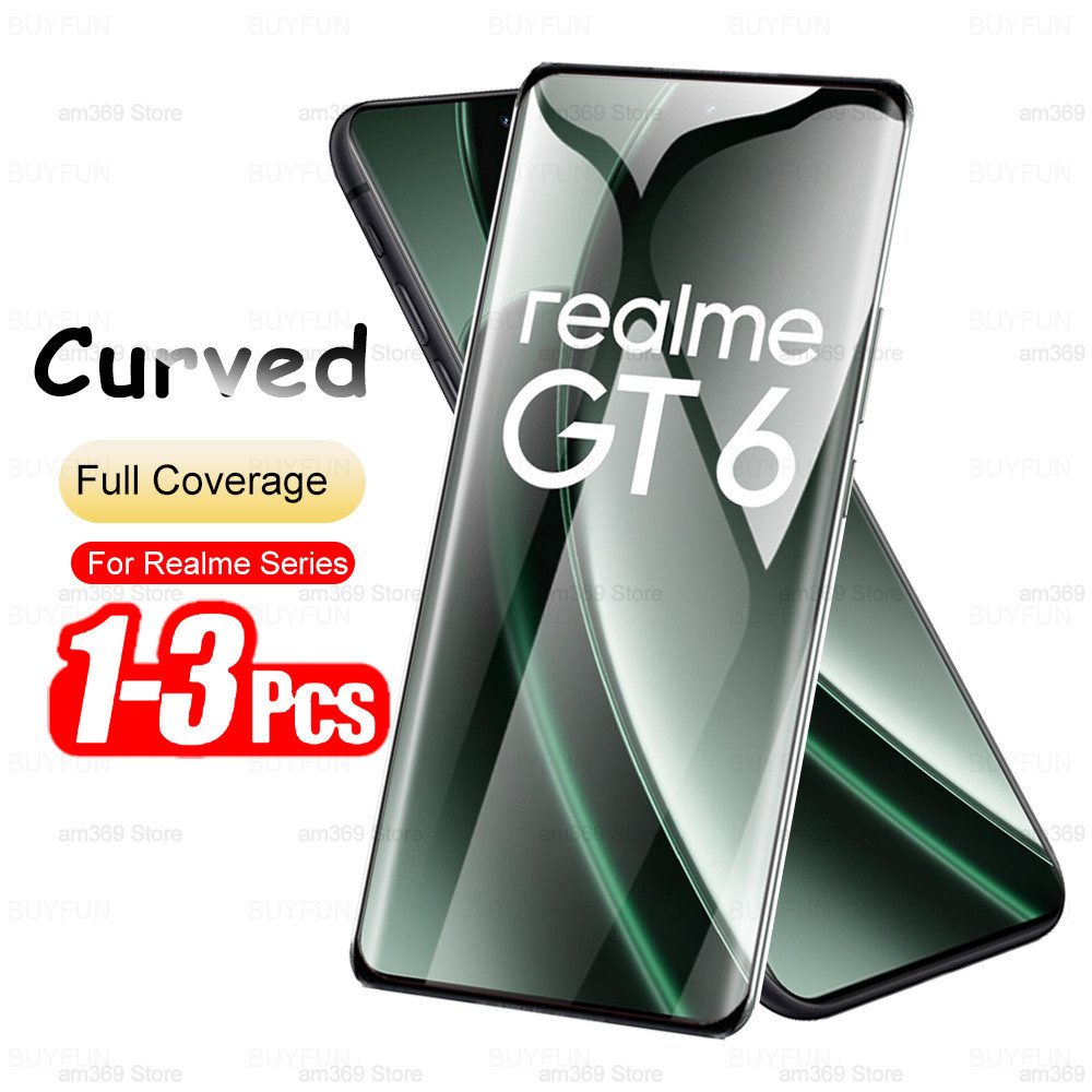 1-3 ชิ้นโค้งกระจกนิรภัยสําหรับ Realme GT 6 5G 2024 ป้องกันหน้าจอด้านหน้า Realmy Realme GT 6T Neo 6 SE GT6 T Neo6SE GT6T RealmeGT6 5G