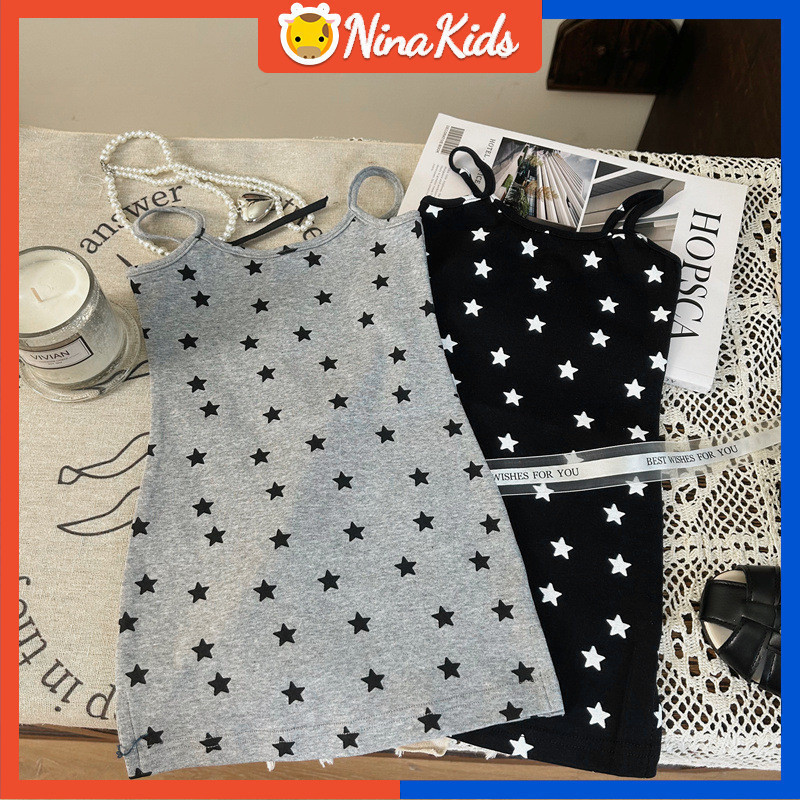 เด็กสาวชุดสลิงลายดาวแฟชั่นเด็กสาวชุด2-8ปี