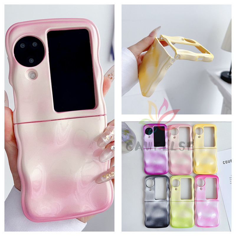Gradient 3D Meteorite รูปแบบเคสโทรศัพท์ Oppo Find N3 Flip N2 Flip Candy Color Wave เคสซิลิโคนอ่อนนุ่มกันกระแทก TPU Cover