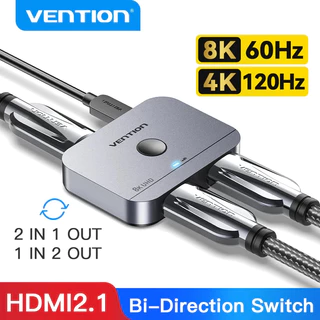 Vention HDMI Switcher 8K Bi-Direction 2.1 HDMI Switch 1x2/2x1 อะแดปเตอร์ 2 in 1 Out Converter สําหรับ PS4/5 กล่องทีวี HDMI Splitter