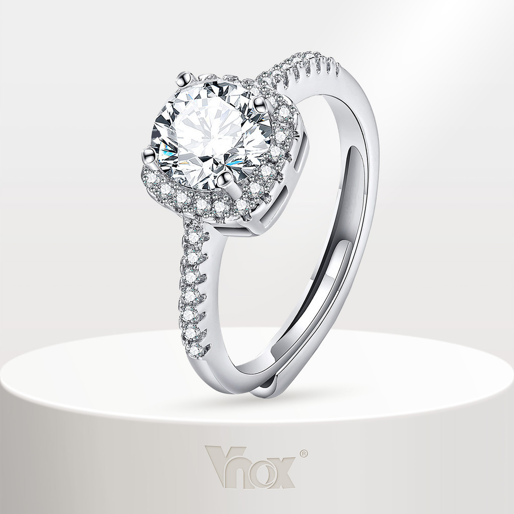 Vnox สัญญาแหวน,แหวนอังกฤษสําหรับผู้หญิงผู้ชาย Solitaire คริสตัลแหวนแต่งงานสําหรับเธอ,แหวนเพชรคริสต์มาสของขวัญ