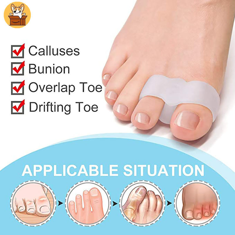 Am-az2pcs = 1 คู่ซิลิโคน Two Hole Toe Separator เจลเท้า Finger Protector Bunion Orthopedic Hallux Valgus Guard Straightener Pedicure