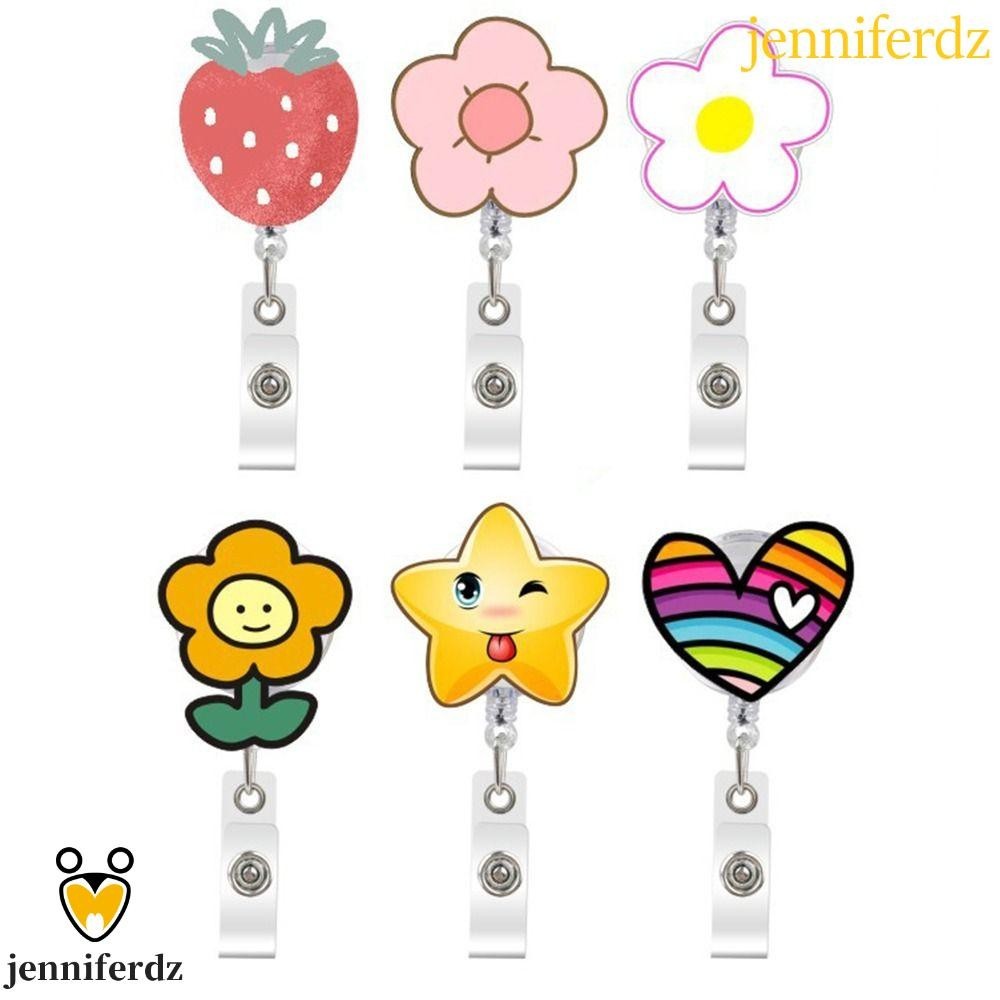 JENNIFERDZ คลิปหนีบบัตรประจําตัว บัตรพยาบาล บัตรเครดิต รูปดอกไม้น่ารัก ยืดหดได้ สําหรับหมอ พยาบาล สํานักงาน