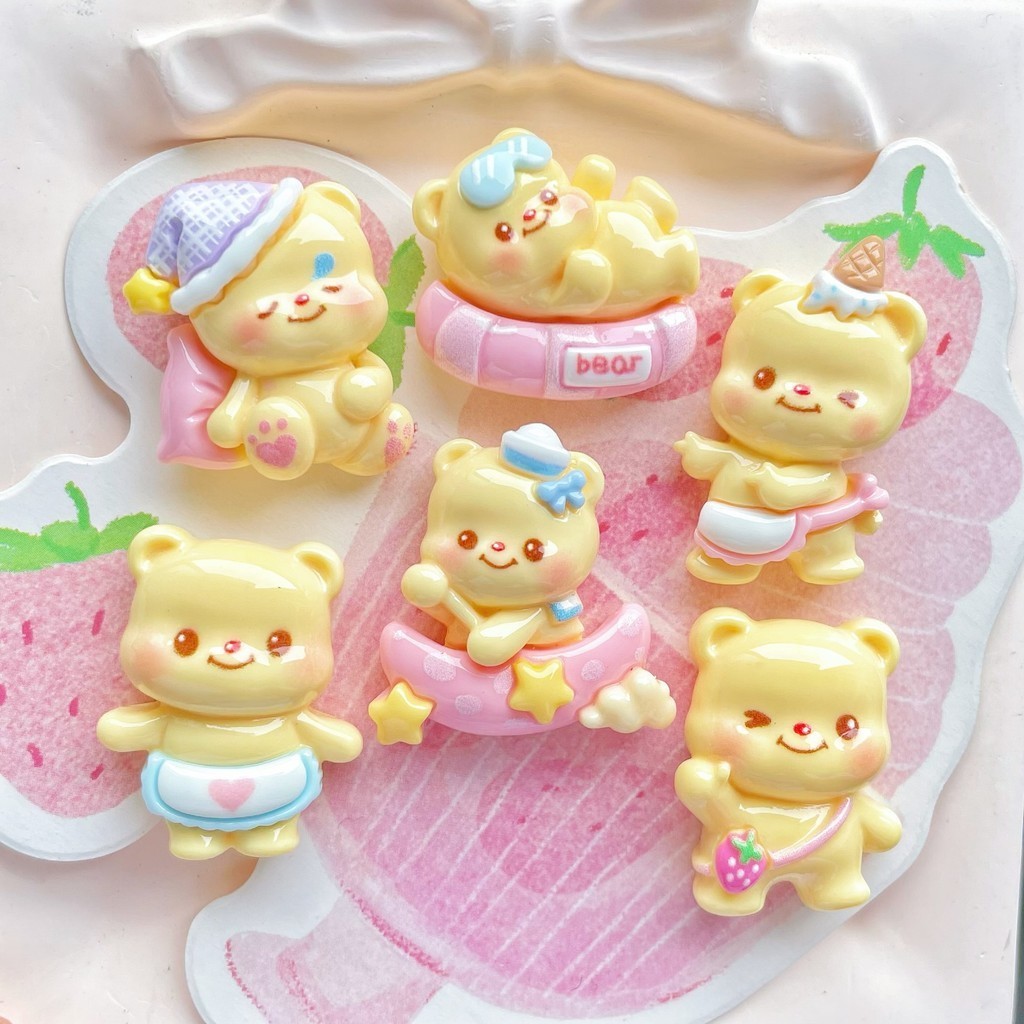 10ชิ้นน่ารักดวงจันทร์เรือนอนหลับเนยหมีวันหยุดเรซิ่นเสน่ห์สําหรับ ทําเอง (6-254)