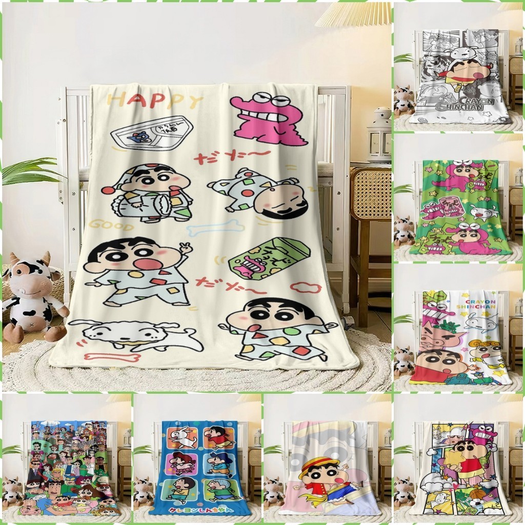 ผ้าห่มฤดูหนาวที่อบอุ่น A-Crayon Shin-chans ผ้าห่มนุ่มไมโครไฟเบอร์ผ้าปูที่นอนตกแต่งโซฟาผ้าห่มเข่าขนแกะ Camping Nap