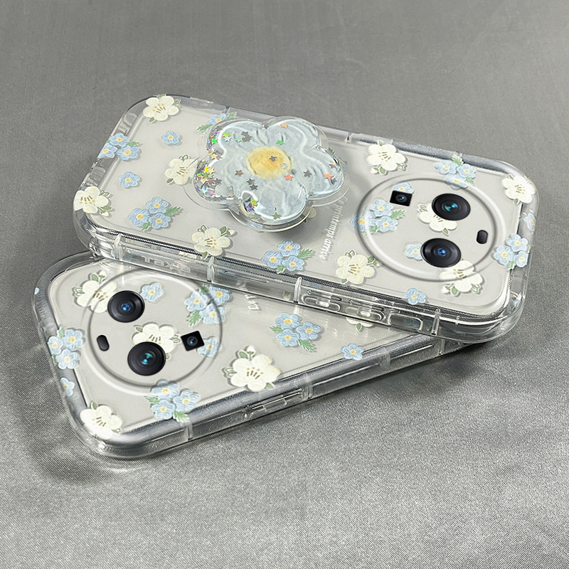 เข้ากันได้กับ Vivo V30 Pro X200 Pro Mini IQOO 13 เคสโทรศัพท์นุ่มโปร่งใสสไตล์เกาหลีผู้ถือ AirBag ฝาครอบ