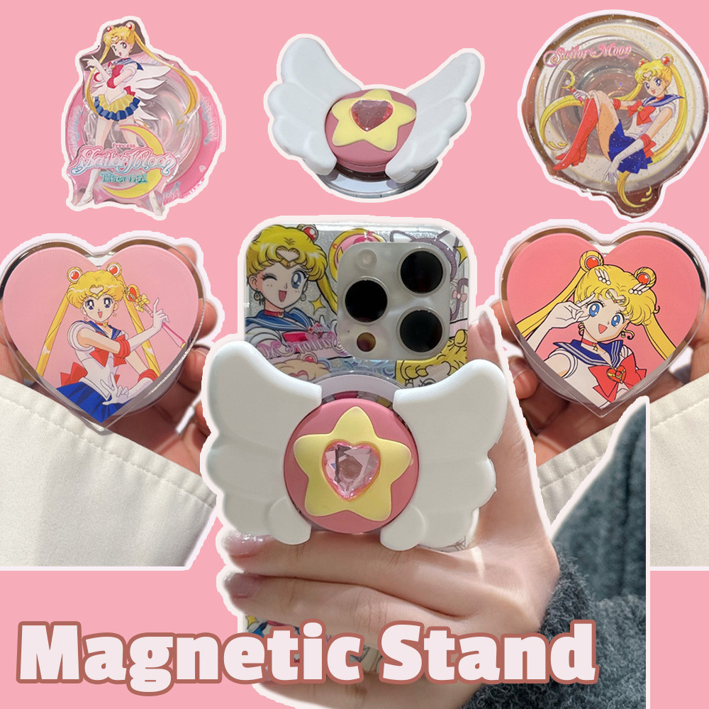 อะนิเมะการ์ตูน Sailors Moons Magnetic Holder Stand Grip Tok Griptok Stand Holder Bracket Multi-color Phone HolderTablet Wireless Charge กันกระแทกสนับสนุน Mount