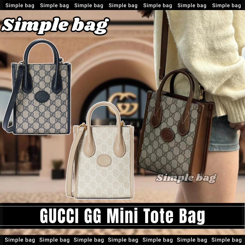 Gucci GUCCI GG Mini Tote bag กระเป๋าสะพายไหล่เดี่ยว #Simple กระเป๋า