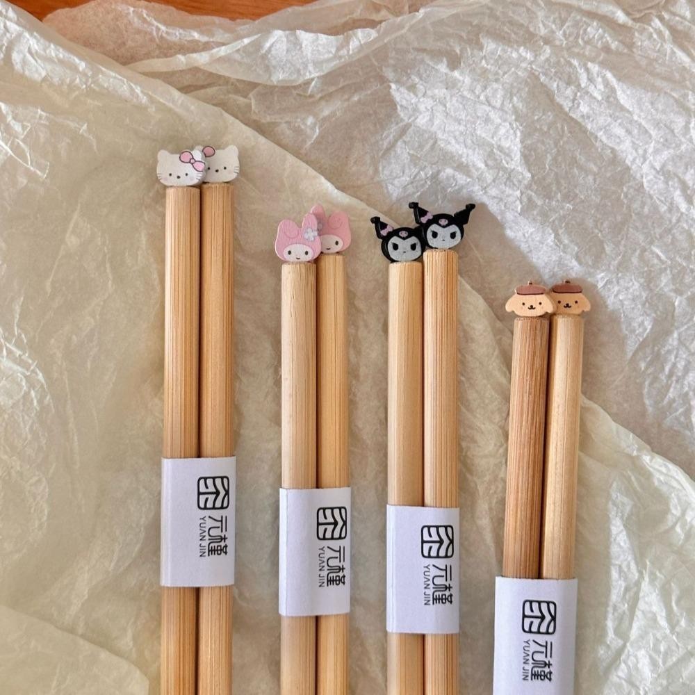 Breeze ตะเกียบยาว, ตะเกียบก๋วยเตี๋ยวไม้ Sanrio, การ์ตูน Purin Hello Kitty Tableware หม้อร้อนกันลื่นใช้ตะเกียบเครื่องมือทําอาหาร