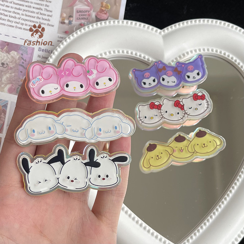 [แฟชั่น] Sanrio Hairpin อะนิเมะตัวเลข Kuromi Melody Hello Kitty Cinnamoroll Theme การ์ตูน Barrettes น่ารักหวานอะคริลิค Duckbill กิ๊บติดผม {TH}