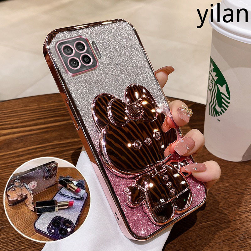 เคส Oppo Reno 4f A73 4g A93 4g F17 F17 Pro กระจกเงา แฟชั่นแววผง ชุบ ซิลิโคนนุ่มกรณีกระต่ายน่ารักกรณีโทรศัพท์หลักฐานตก เคสโทรศัพท์ Oppo Reno 4f A73 4g A93 4g F17 F17 Pro