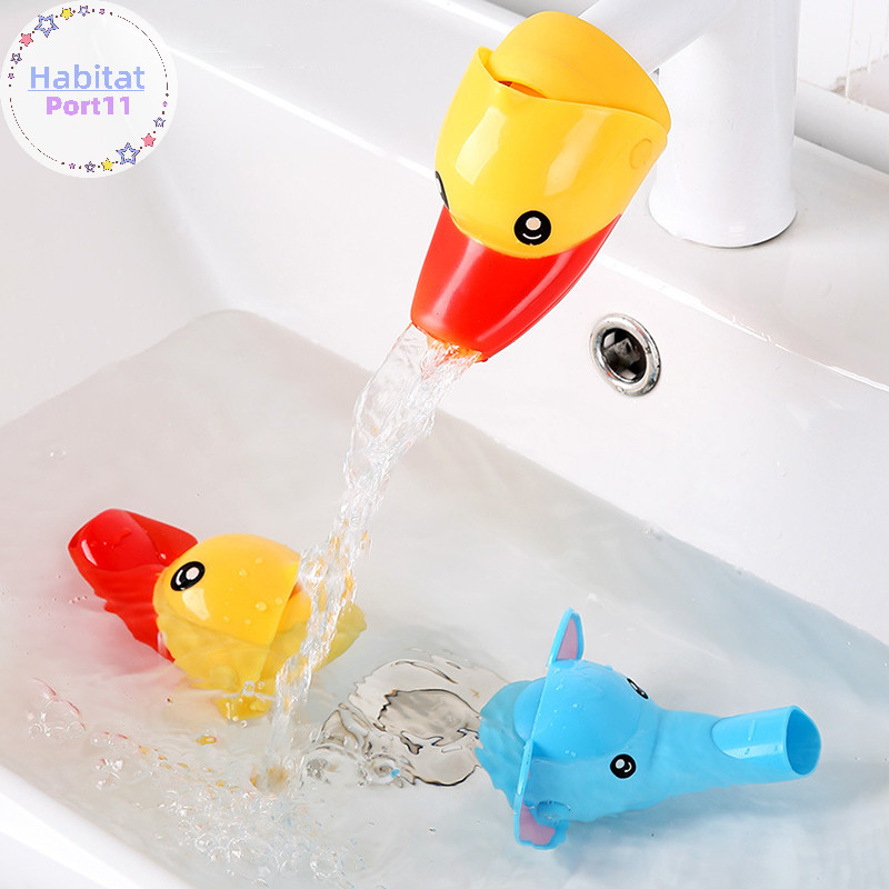 HabitatPort เด็กเด็กก๊อกน้ํา Extender ล้างมือเป็ดก๊อกน้ํา Extender การ์ตูนเด็ก Hand Washing Extension Splash Water Extender th