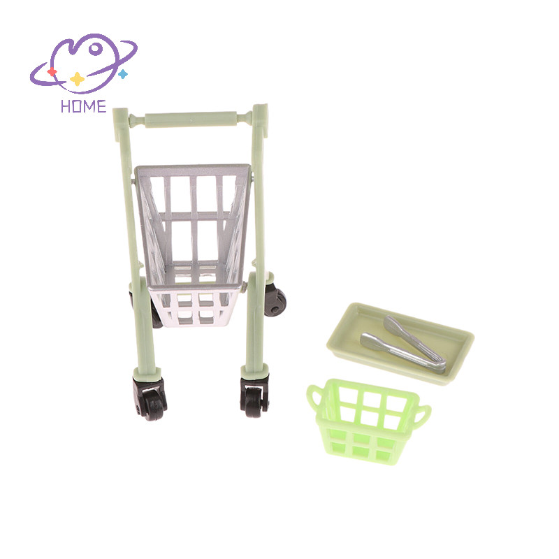 [mayhome] 1/12 ตุ๊กตาจําลองรถเข็นตะกร้าถาดตุ๊กตามินิอุปกรณ์ซูเปอร์มาร์เก็ตตุ๊กตาตกแต่งบ้าน {TH}