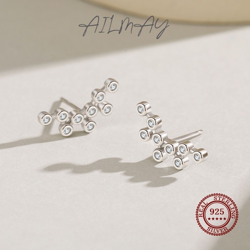 Ailmay ต่างหูรูปฟองเพทายสําหรับผู้หญิงคลาสสิกเครื่องประดับเงิน 925 - รูปที่ 2